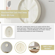 30cm Round Wall Clock Silent Sweep Modern ABS Frame V63-955091