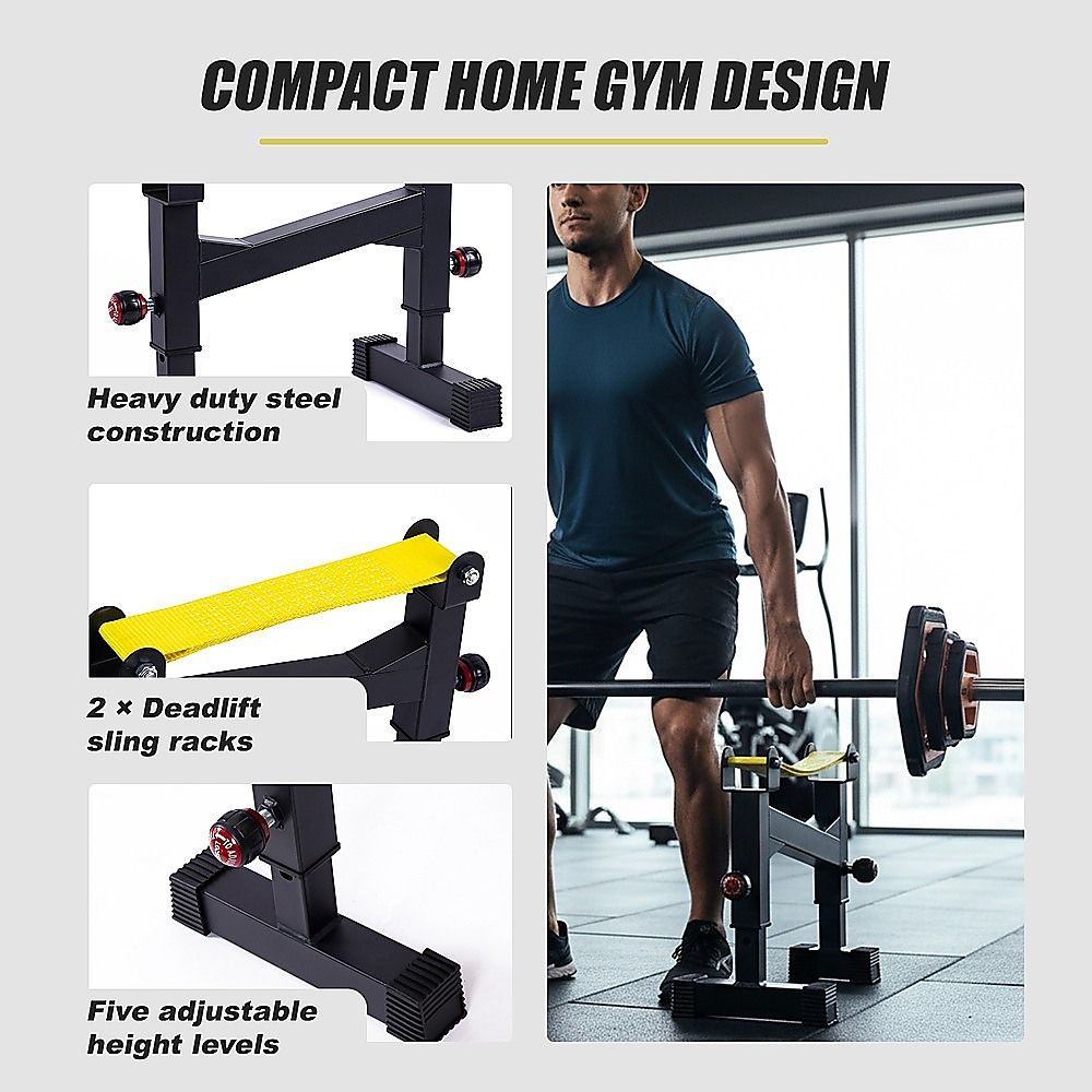 2x Deadlift Sling Racks Barbell Jack Squat Wedge V63-955101