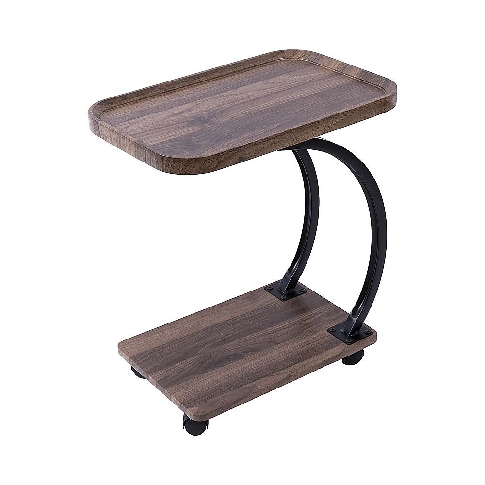 C-Shaped Corner End Table with Wheels Sofa Side V63-955141