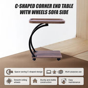 C-Shaped Corner End Table with Wheels Sofa Side V63-955141