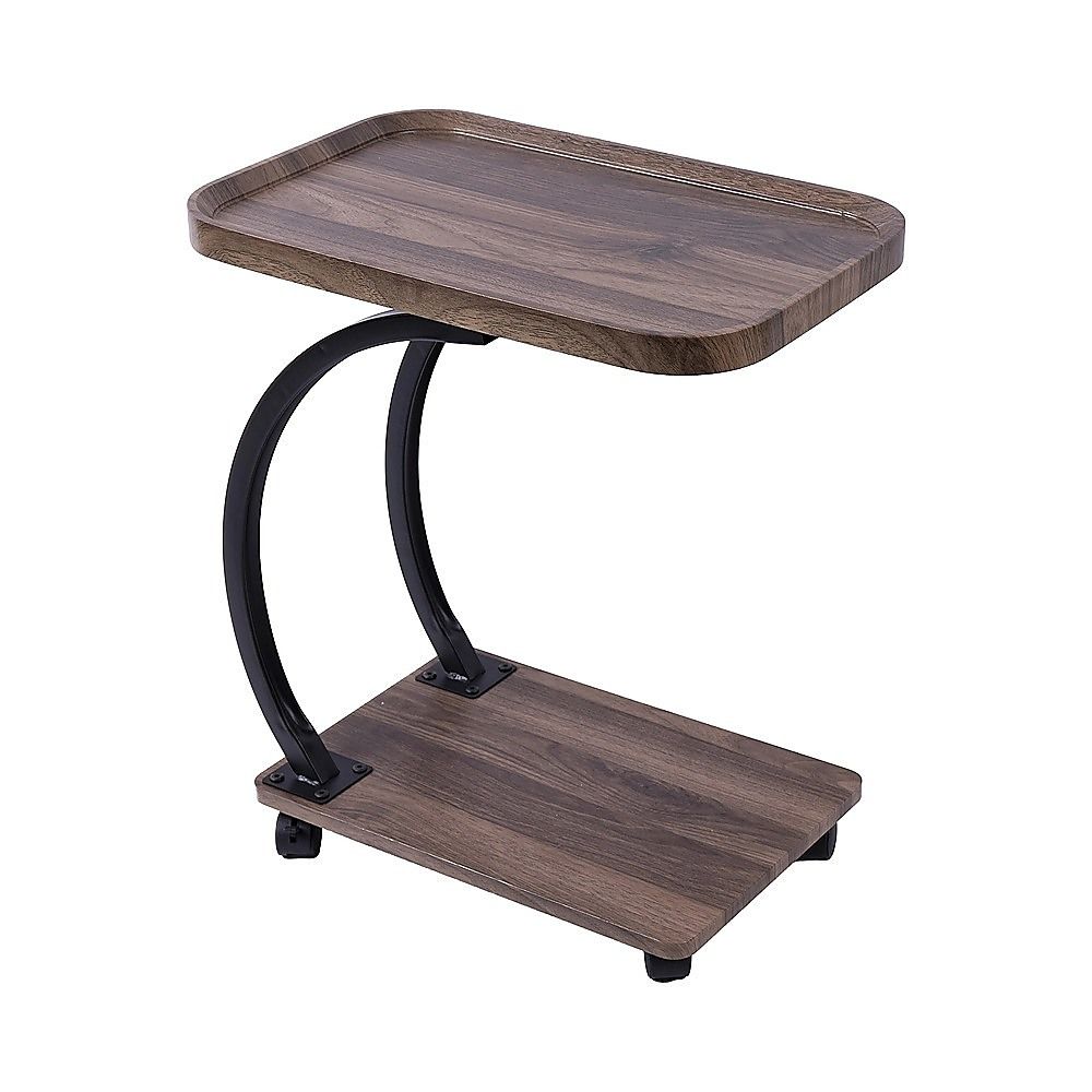 C-Shaped Corner End Table with Wheels Sofa Side V63-955141