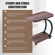 C-Shaped Corner End Table with Wheels Sofa Side V63-955141