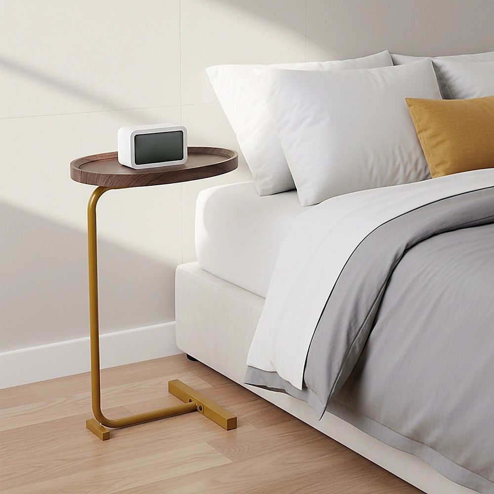 Modern Oval Side Table Gold Base Sofa End Table V63-955151