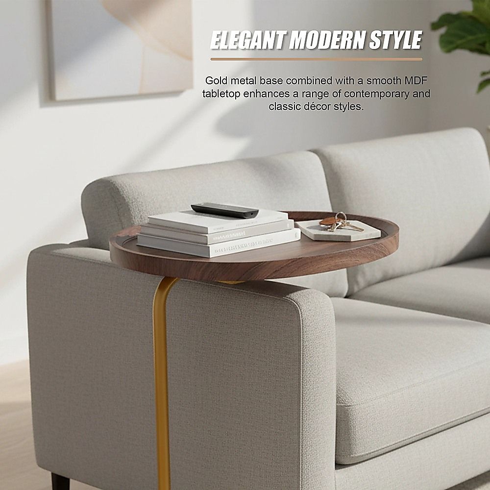 Modern Oval Side Table Gold Base Sofa End Table V63-955151