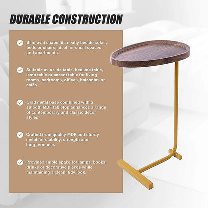 Modern Oval Side Table Gold Base Sofa End Table V63-955151