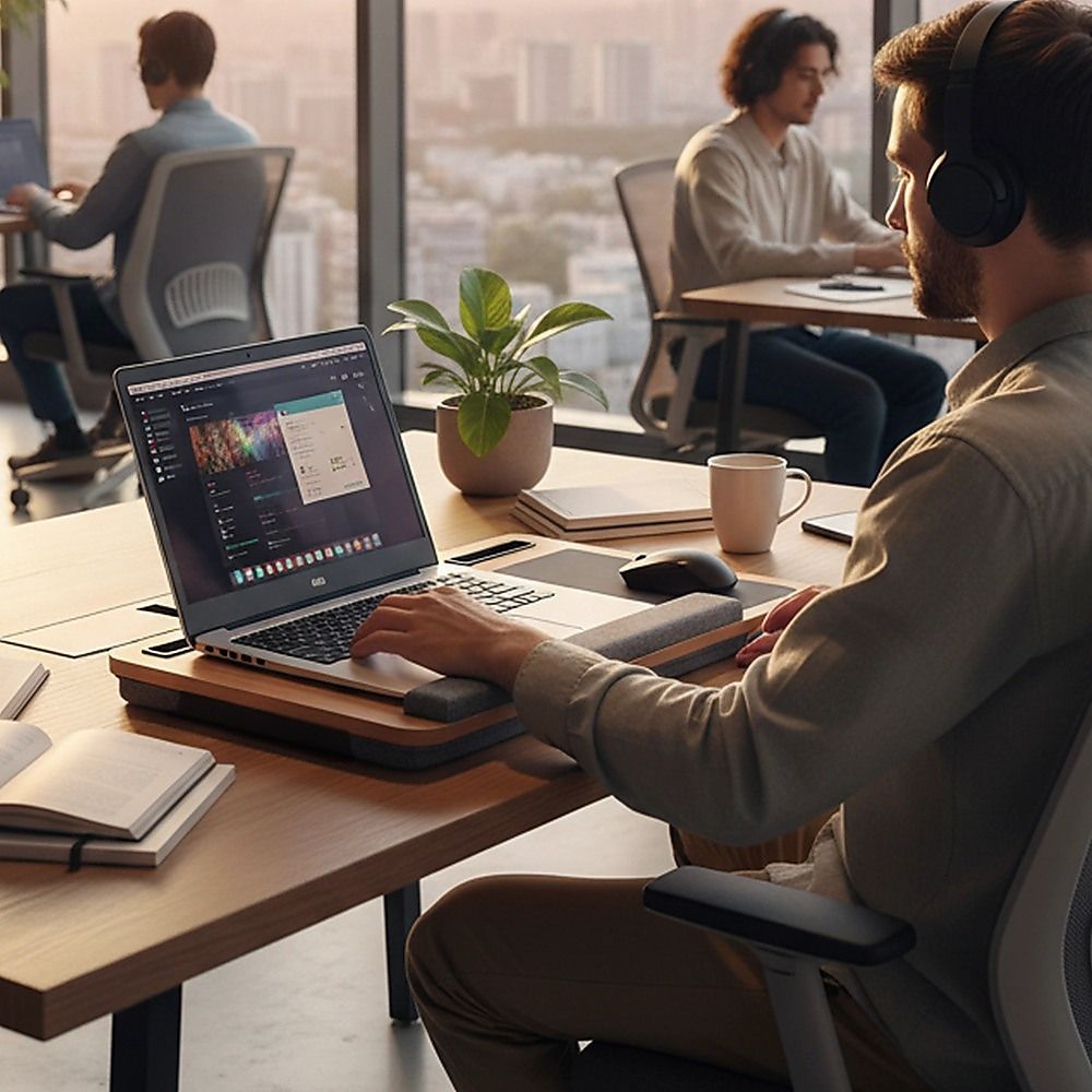 Portable Lap Desk with Mouse Pad Cushion Oak V63-955161