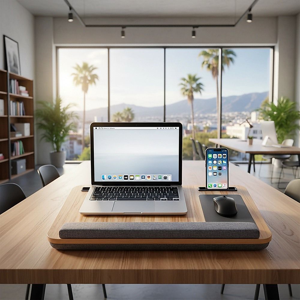 Portable Lap Desk with Mouse Pad Cushion Oak V63-955161