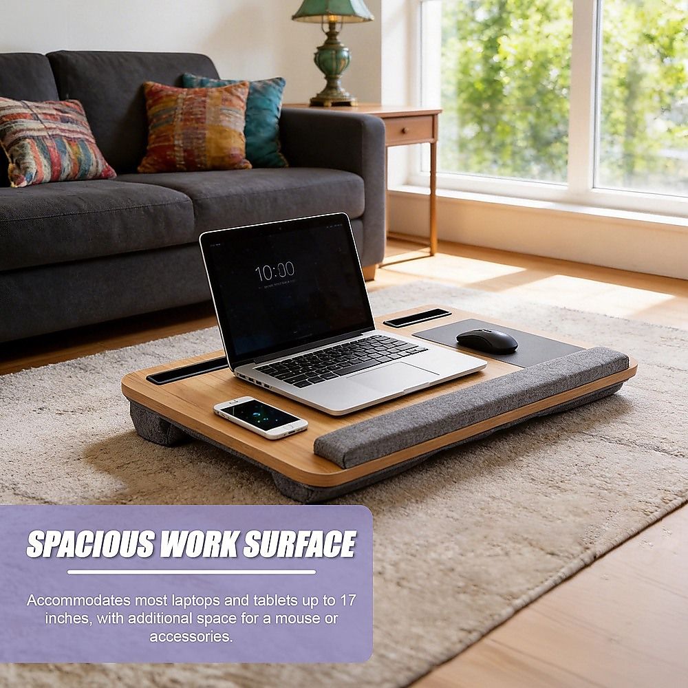 Portable Lap Desk with Mouse Pad Cushion Oak V63-955161