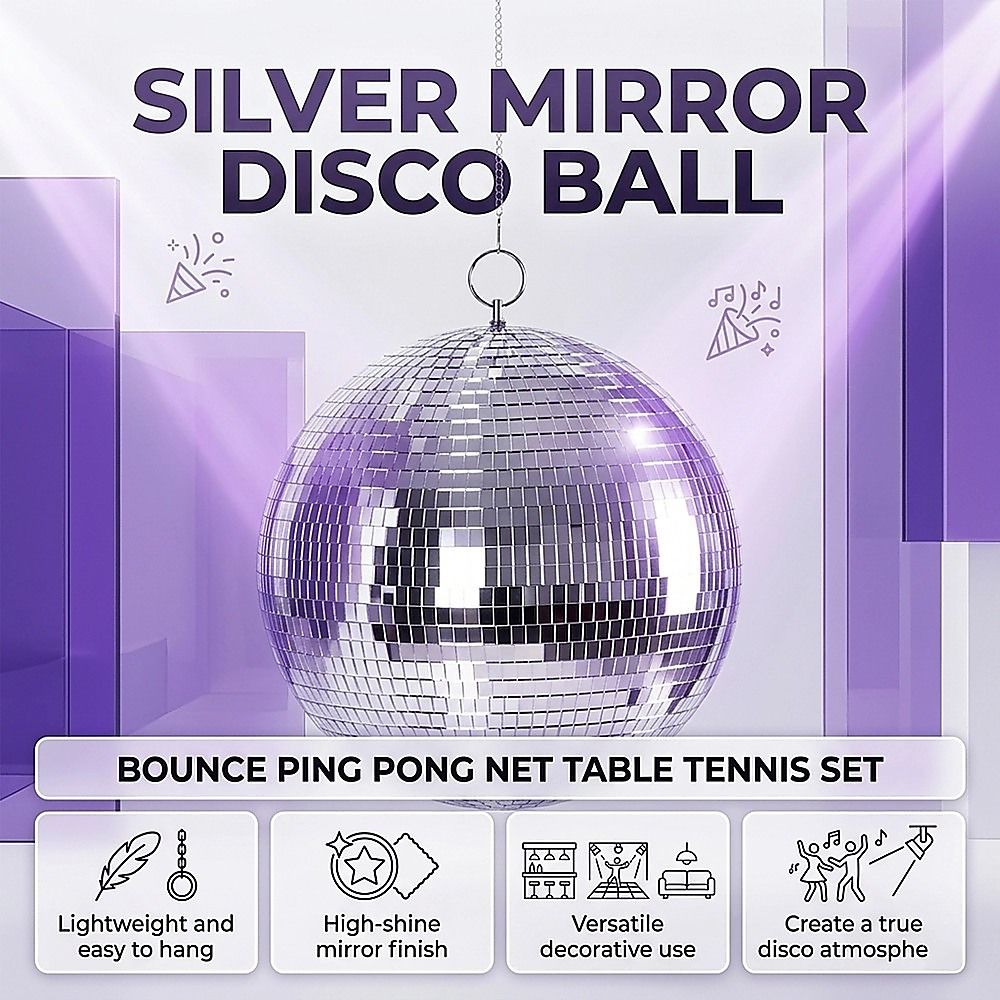 Silver Mirror Disco Ball Hanging DJ Party Decor V63-955211