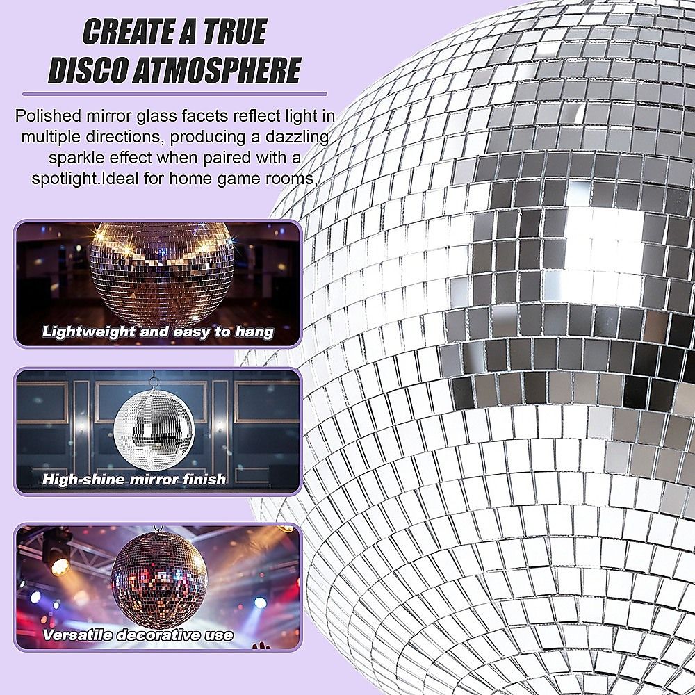 Silver Mirror Disco Ball Hanging DJ Party Decor V63-955211
