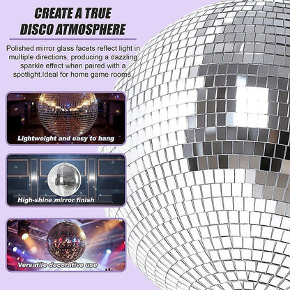 Silver Mirror Disco Ball Hanging DJ Party Decor V63-955211