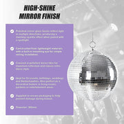 Silver Mirror Disco Ball Hanging DJ Party Decor V63-955211