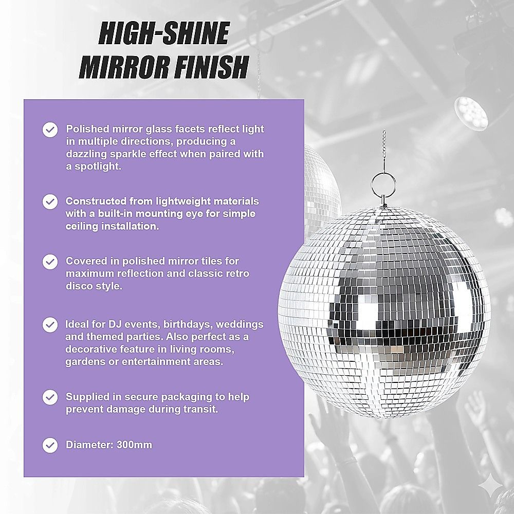 Silver Mirror Disco Ball Hanging DJ Party Decor V63-955211