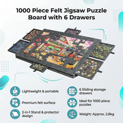 1000 Piece Felt Jigsaw Puzzle Board with 6 Drawers Portable Table V63-955231