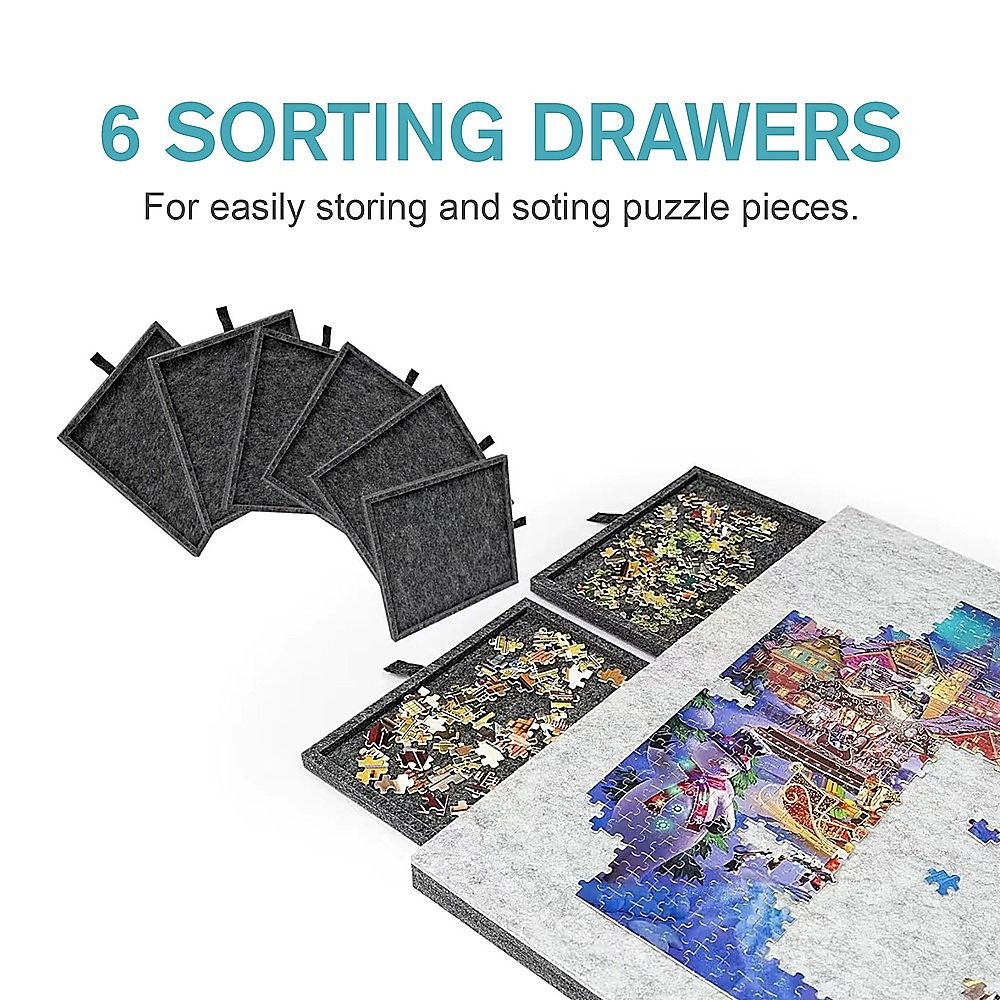 1000 Piece Felt Jigsaw Puzzle Board with 6 Drawers Portable Table V63-955231