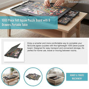 1000 Piece Felt Jigsaw Puzzle Board with 6 Drawers Portable Table V63-955231