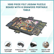 1000 Piece Felt Jigsaw Puzzle Board with 6 Drawers Portable Table V63-955231