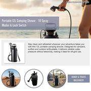 Portable 12L Camping Shower - 10 Spray Modes & Lock Switch V63-955241