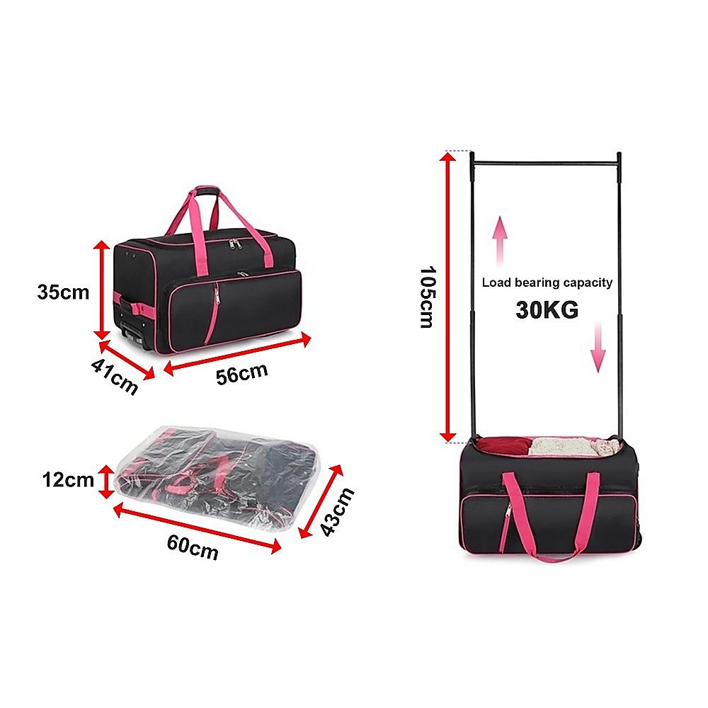 736.6 mm Heavy Duty Rolling Dance Bag with Garment Rack for Travel V63-955251