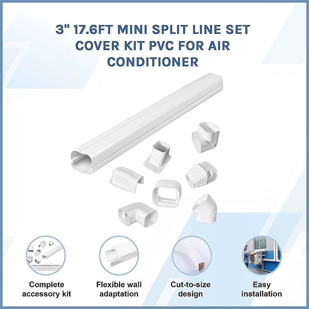 75mm 5.4m Mini Split Line Set Cover Kit PVC for Air Conditioner Installation V63-955261
