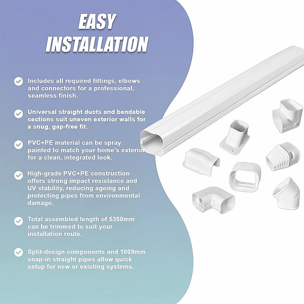 75mm 5.4m Mini Split Line Set Cover Kit PVC for Air Conditioner Installation V63-955261