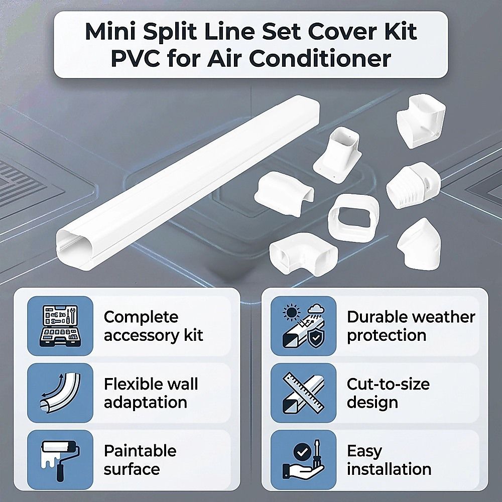 75mm 5.4m Mini Split Line Set Cover Kit PVC for Air Conditioner Installation V63-955261