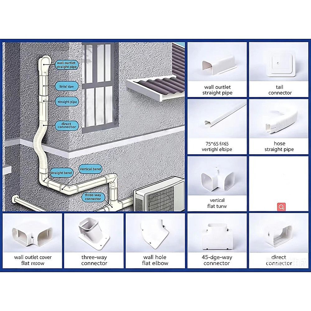 75mm 5.4m Mini Split Line Set Cover Kit PVC for Air Conditioner Installation V63-955261