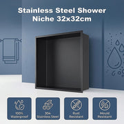 Stainless Steel Shower Niche 32x32cm Shelf Insert Wall Recessed V63-955281