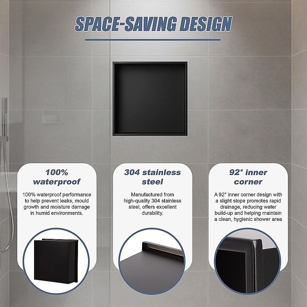 Stainless Steel Shower Niche 32x32cm Shelf Insert Wall Recessed V63-955281