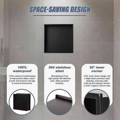 Stainless Steel Shower Niche 32x32cm Shelf Insert Wall Recessed V63-955281