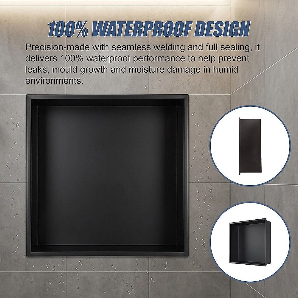 Stainless Steel Shower Niche 32x32cm Shelf Insert Wall Recessed V63-955281