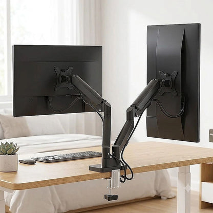 Dual Arm Monitor Desk Mount Bracket Spring Assisted 17-32 Inch Full Motion V63-955291