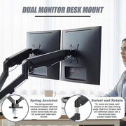 Dual Arm Monitor Desk Mount Bracket Spring Assisted 17-32 Inch Full Motion V63-955291