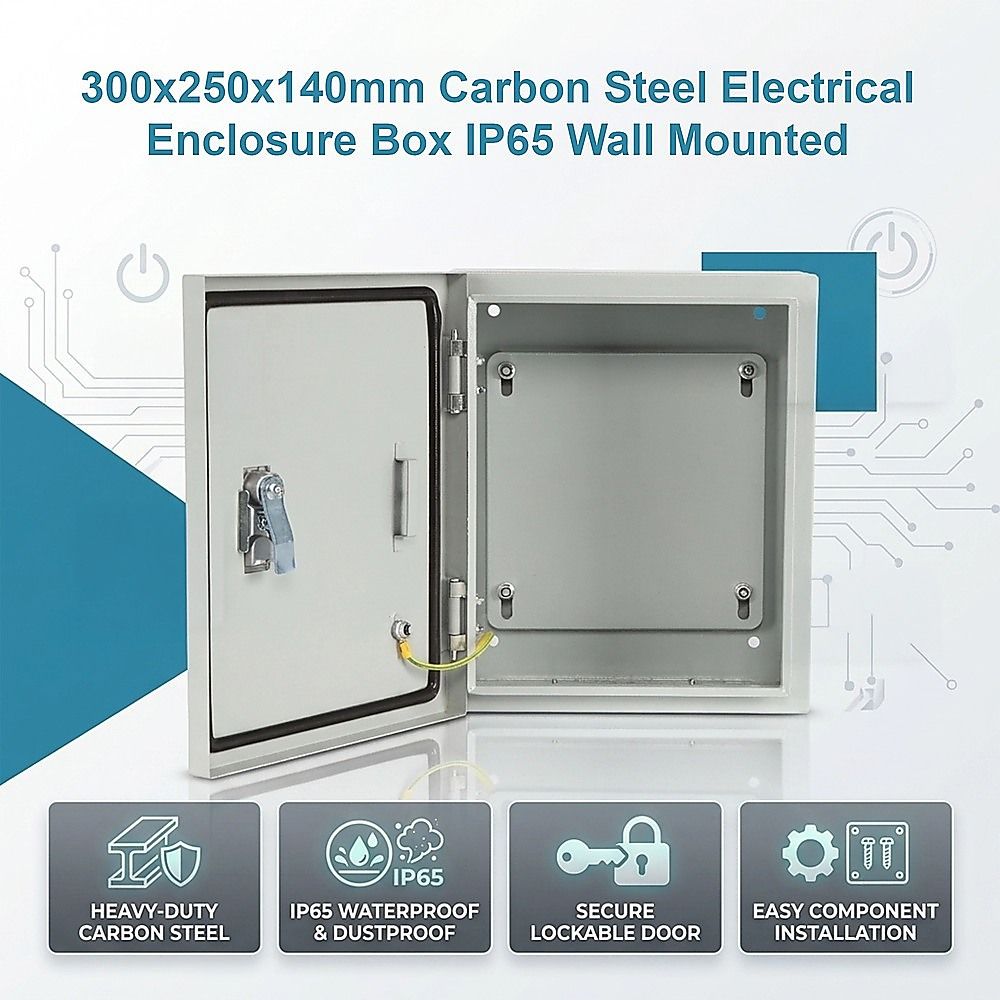 300x250x140mm Carbon Steel Electrical Enclosure Box IP65 Wall Mount V63-955301
