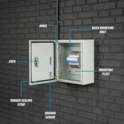 300x250x140mm Carbon Steel Electrical Enclosure Box IP65 Wall Mount V63-955301