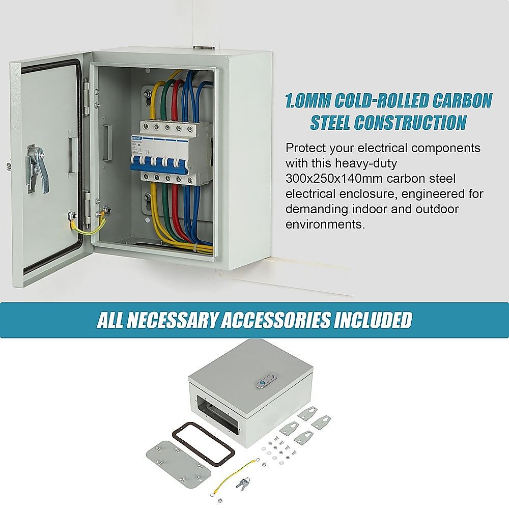 300x250x140mm Carbon Steel Electrical Enclosure Box IP65 Wall Mount V63-955301