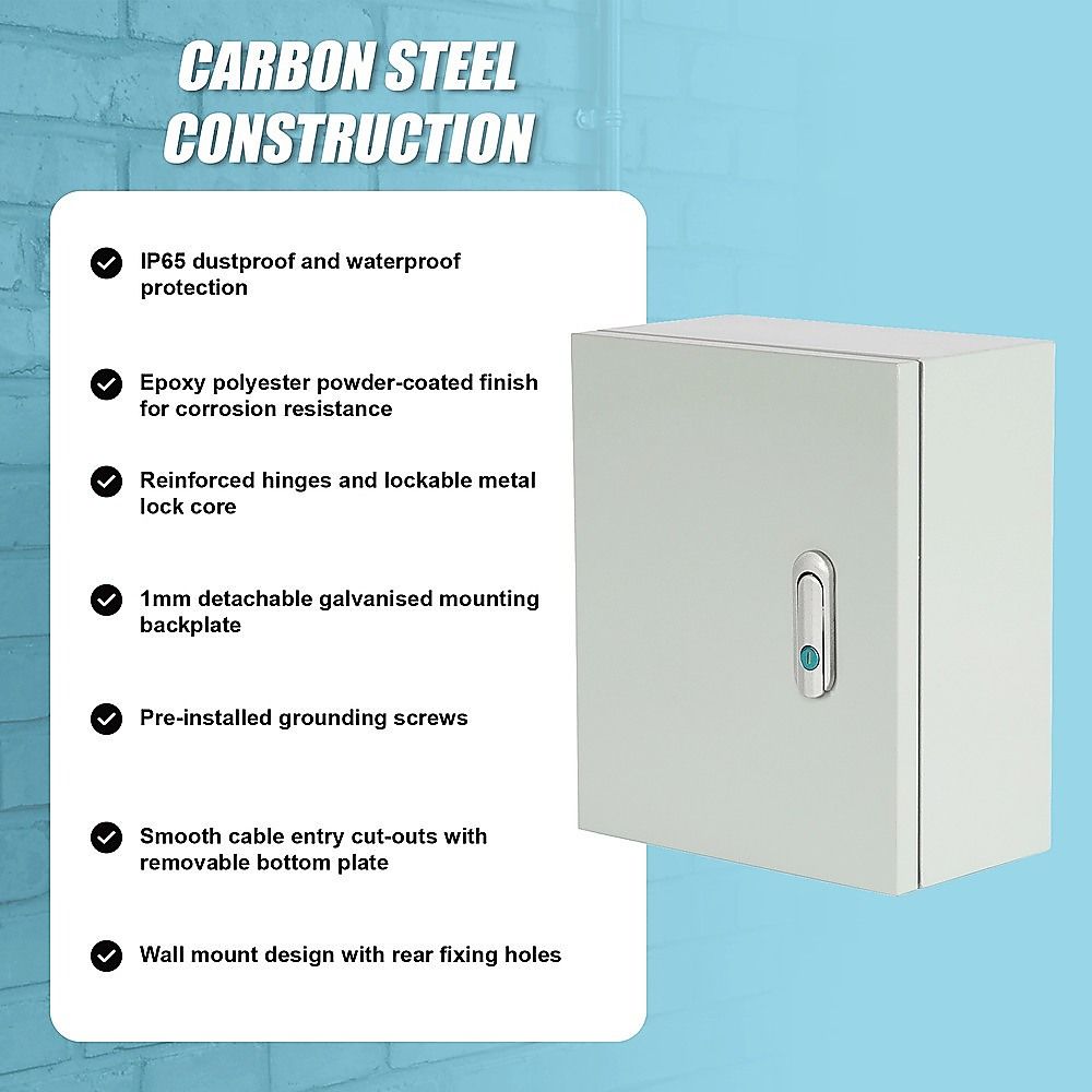 300x250x140mm Carbon Steel Electrical Enclosure Box IP65 Wall Mount V63-955301