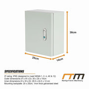 300x250x140mm Carbon Steel Electrical Enclosure Box IP65 Wall Mount V63-955301