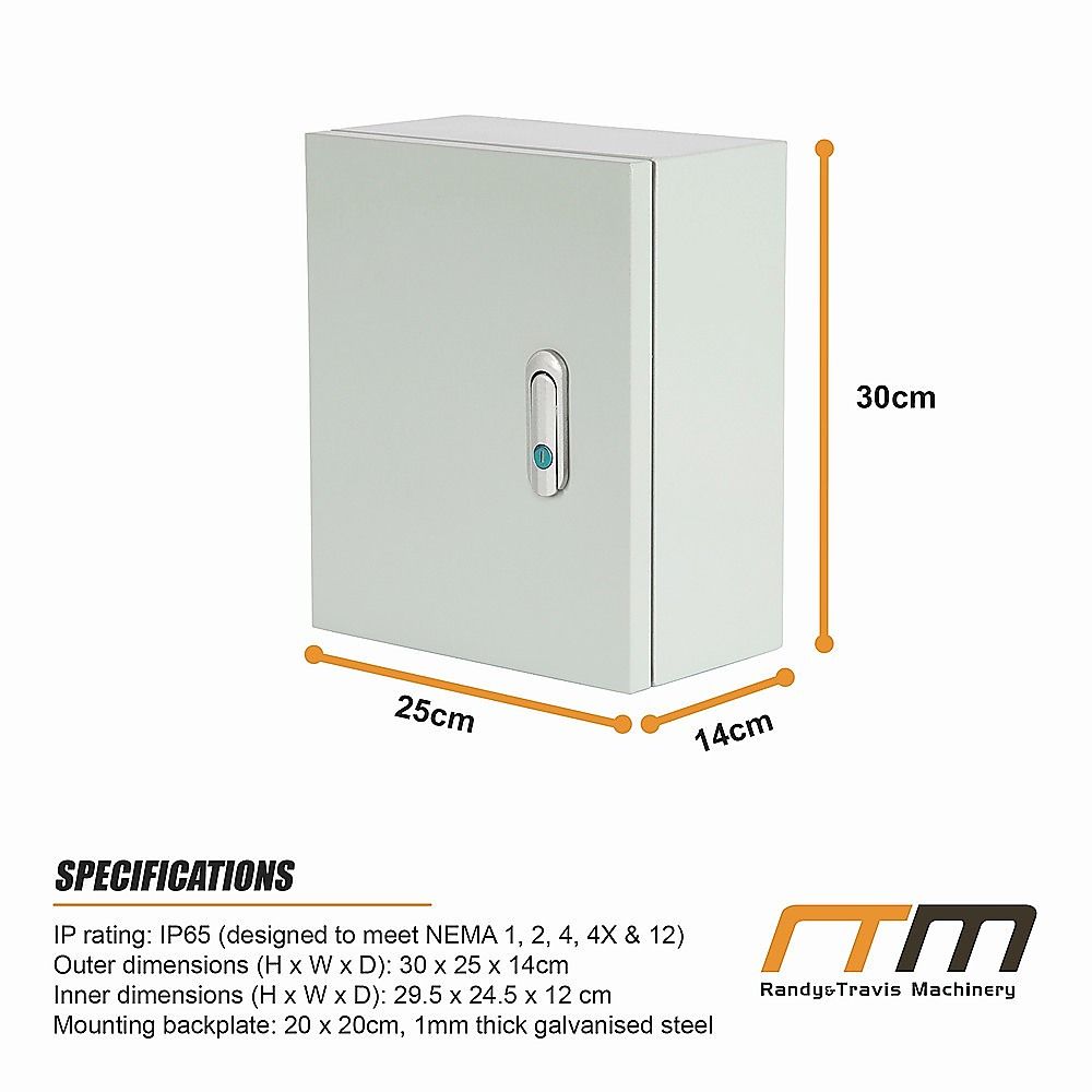 300x250x140mm Carbon Steel Electrical Enclosure Box IP65 Wall Mount V63-955301