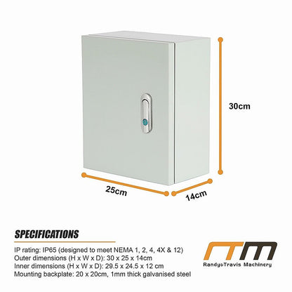 300x250x140mm Carbon Steel Electrical Enclosure Box IP65 Wall Mount V63-955301