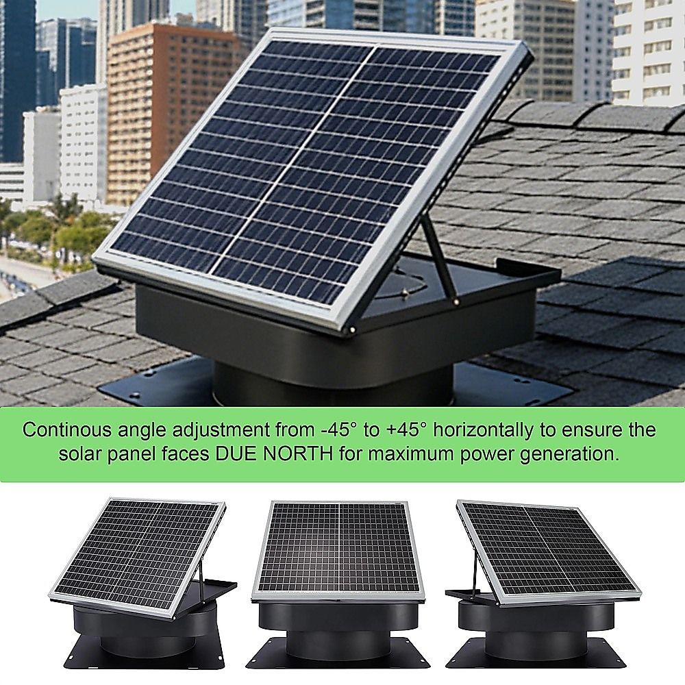 30W Solar Roof Vent Fan Exhaust Attic Ventilation for Home Garage Van V63-955311