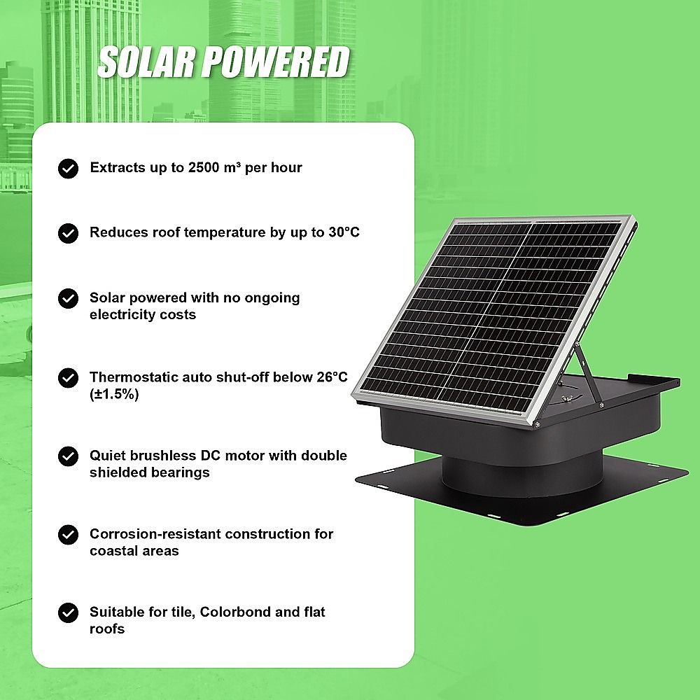 30W Solar Roof Vent Fan Exhaust Attic Ventilation for Home Garage Van V63-955311