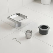 10x10cm Square Shower Drain with Removable Tile Insert Grate - Stainless steel 304SS, CUPC Certified for V63-955491