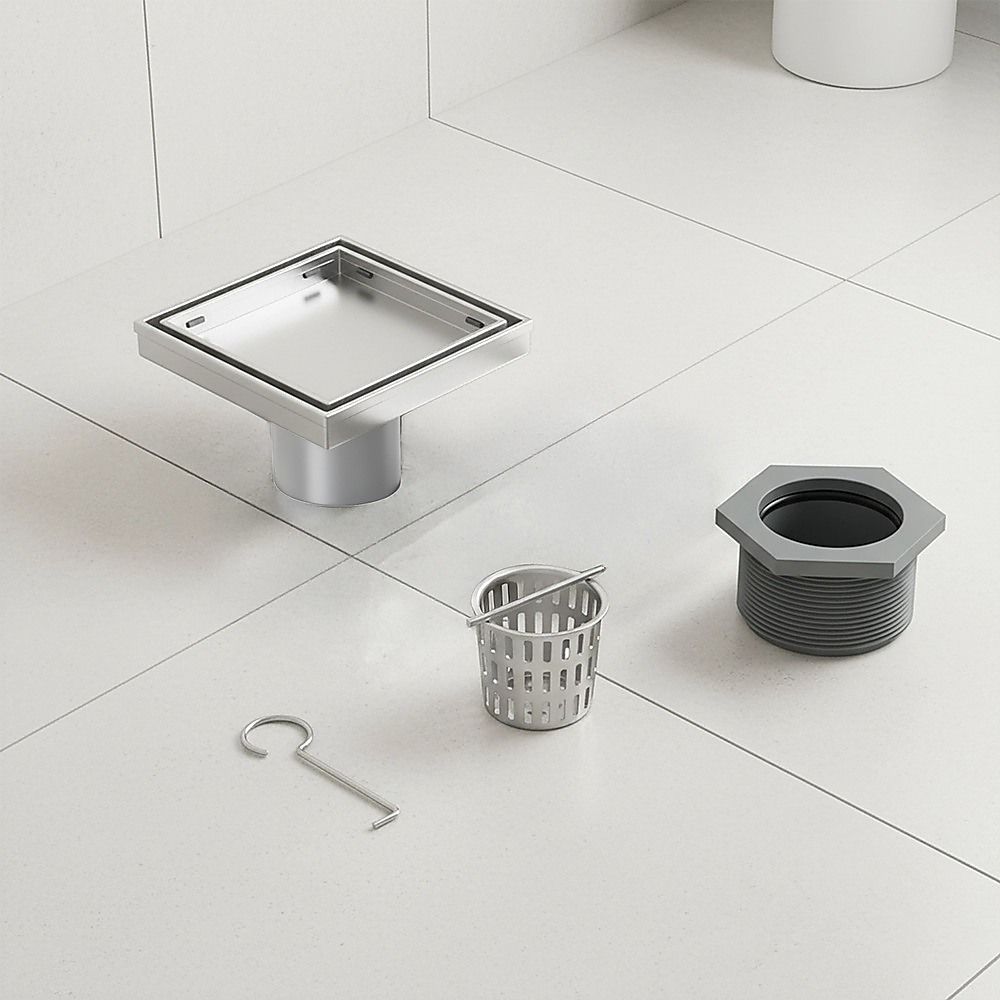 10x10cm Square Shower Drain with Removable Tile Insert Grate - Stainless steel 304SS, CUPC Certified for V63-955491