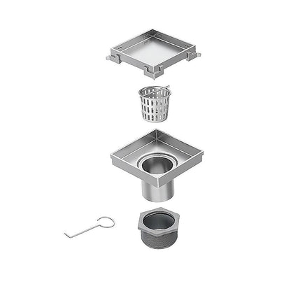 10x10cm Square Shower Drain with Removable Tile Insert Grate - Stainless steel 304SS, CUPC Certified for V63-955491