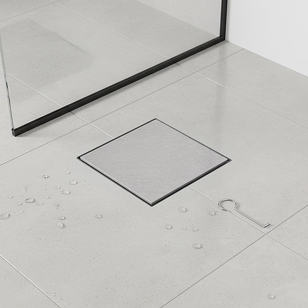 10x10cm Square Shower Drain with Removable Tile Insert Grate - Matte Black 304SS, CUPC Certified for Modern V63-955501