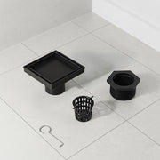 10x10cm Square Shower Drain with Removable Tile Insert Grate - Matte Black 304SS, CUPC Certified for Modern V63-955501