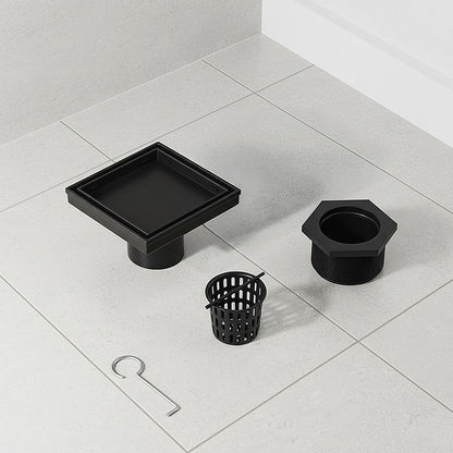 10x10cm Square Shower Drain with Removable Tile Insert Grate - Matte Black 304SS, CUPC Certified for Modern V63-955501