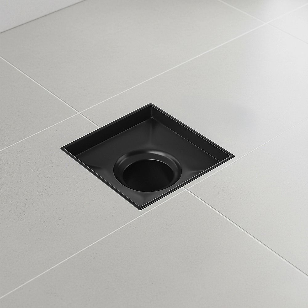10x10cm Square Shower Drain with Removable Tile Insert Grate - Matte Black 304SS, CUPC Certified for Modern V63-955501