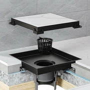 10x10cm Square Shower Drain with Removable Tile Insert Grate - Matte Black 304SS, CUPC Certified for Modern V63-955501